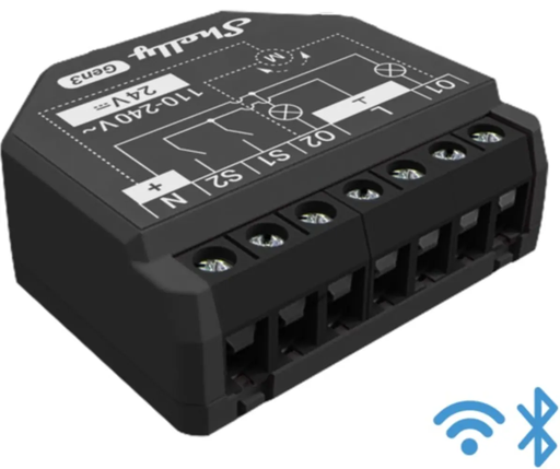 [095-4315] Shelly 2PM Gen3 - Módulo interruptor duplo para automação Wifi c/ controle de estores elétricos e medição de energia